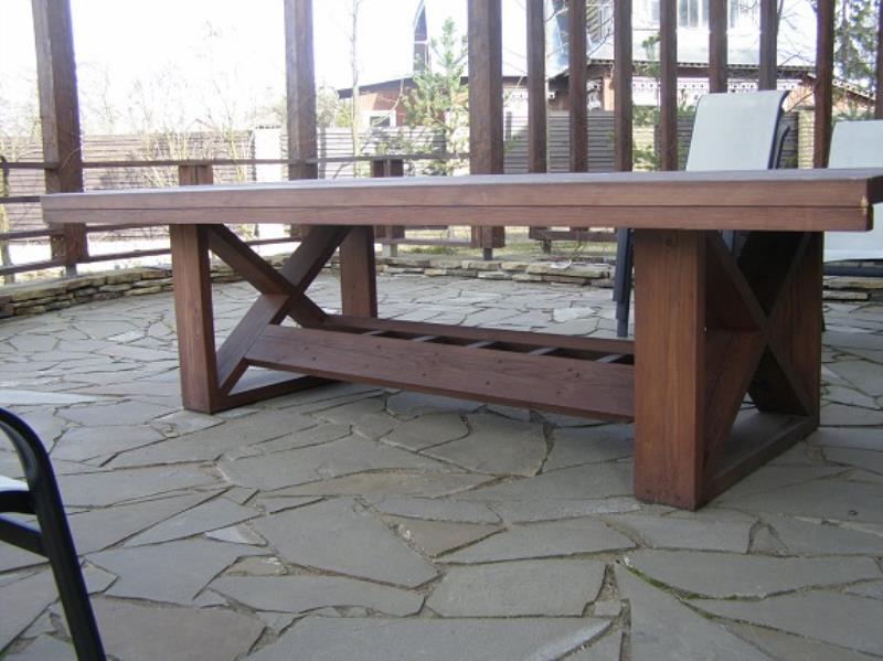 Деревянный садовый стол для дачи своими руками: инструкция по применению