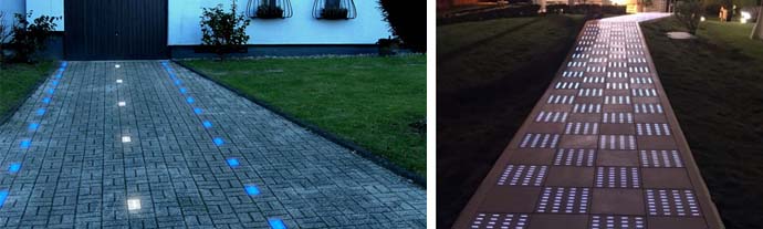 Светящаяся в темноте тротуарная плитка люминесцентная, светодиодная, видео производства